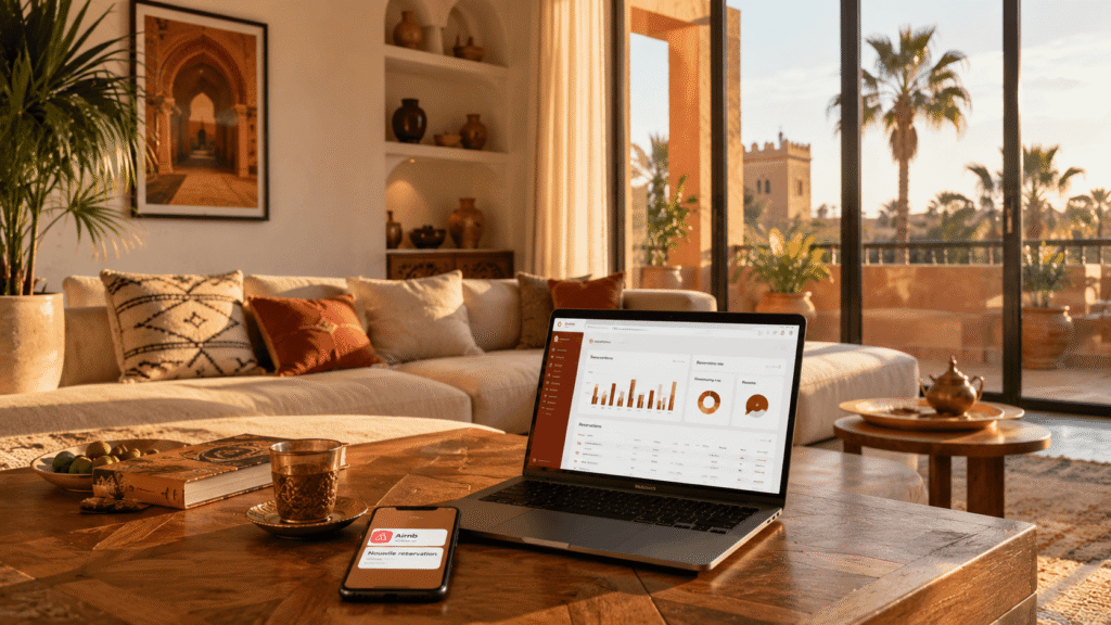 Gestion locative Airbnb à Marrakech via tableau de bord et notifications de réservation